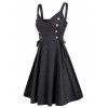 Heather Mock Button Side Lace Up Cami A Line Dress and Space Dye Crisscross Mini Dress Summer Casual Outfit - multicolor S