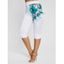Plus Size Yoga Casual Capri Leggings Floral Print Leggings Elastic Waist Sporty Summer Leggings - WHITE 5X