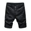 Casual Demin Shorts Washed Zipper Fly Pockets Ripped Details Summer Shorts - WHITE 36