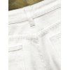 Casual Demin Shorts Washed Zipper Fly Pockets Ripped Details Summer Shorts - WHITE 34