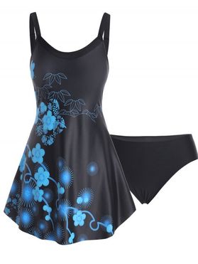 Modest Floral Tankini Swimsuit Print Two Piece Skirted Cheeky Retro Swimwear Set