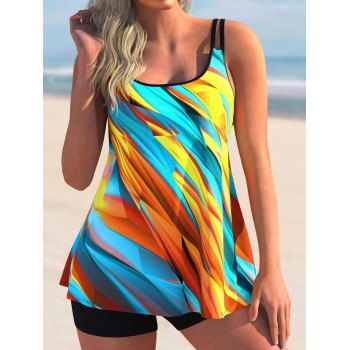 

Modest Swimsuit Tummy Control Colorful Print Tankini Swimwear Two Piece Set Beach Swim Bathing Suit, Multicolor