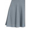 Textured Ruched Puff Sleeve Skirted One-piece Swimsuit - GRAY ONE SIZE