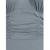 Textured Ruched Puff Sleeve Skirted One-piece Swimsuit - GRAY ONE SIZE
