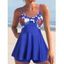 Maillot de Bain Tankini Panneau Fleuri avec Trou de Serrure - Bleu S