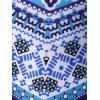 Maillot de Bain Tankini à Imprimé Ethnique Fleuri Géométrique - Bleu S