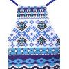 Maillot de Bain Tankini à Imprimé Ethnique Fleuri Géométrique - Bleu S