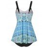 Maillot de Bain Tankini à Imprimé Abstrait Contrasté à Bretelle - multicolor S