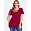 T-shirt Décontracté Croisé de Grande Taille - Rouge foncé 3X | US 22-24