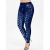 Legging 3D Imprimé de Grande Taille - Bleu Foncé Toile de Jean L