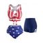 Cross Back American Flag Knot Bikini Swimwear and High Waisted Boyshort Tummy Control Swimsuit Bottom Summer Beach Patriotic Outfit - multicolor S