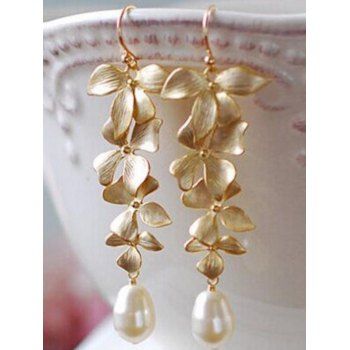 Vintage Drop Earrings Floral Faux Pearl Elegant Sweety Trendy Earrings
