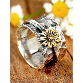 

Alloy Daisy Floral Ring Vintage Creative Wide Ring, Silver