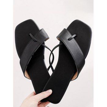 

Casual Flip Flops Solid Color Non-slip Summer Slippers, Black
