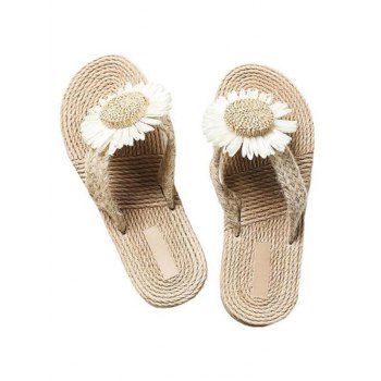 

Summer Slippers Flat Slide Daisy Floral Beach Flip Flops, White