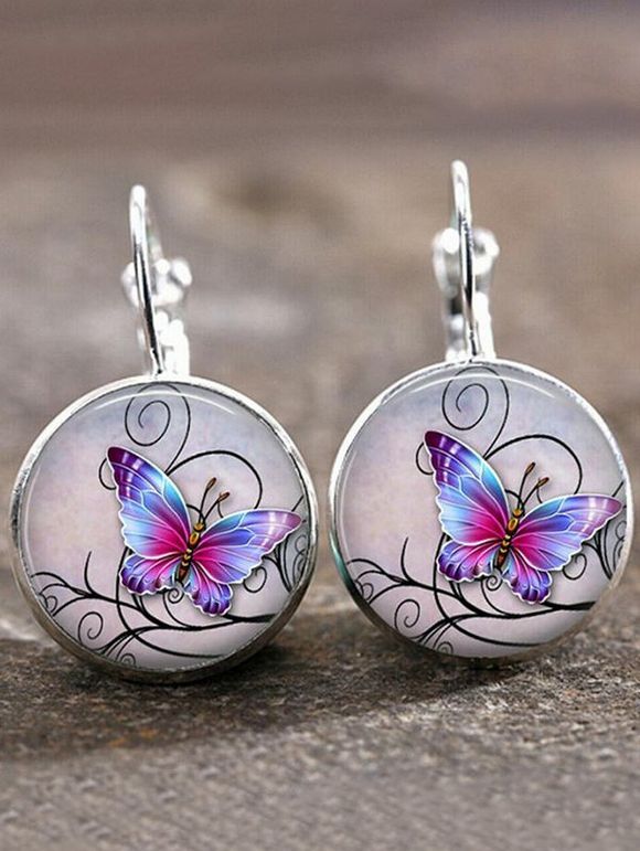 Bohemian Circle Earrings Vivid Butterfly Trendy Drop Earrings - SILVER 