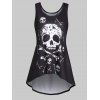 Skull Print High Low Tank Dress And Basic Cami Dress Gothic Two Piece Set - BLACK XXXL