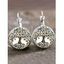 Boucles D'Oreilles Pendantes Motif Rond et Arbre de Vie Style Vintage - Argent 