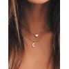Layered Necklace Golden Heart Moon Charms Elegant Women Trendy Accessory - GOLDEN 