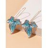 Boucles D'Oreilles Pendantes Motif Feuille D'Érable Style Vintage pour Fête - Bleu 