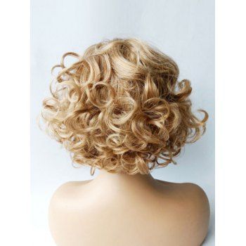 Short Middle Part Highlight Curly Heat Resistant Synthetic Wig