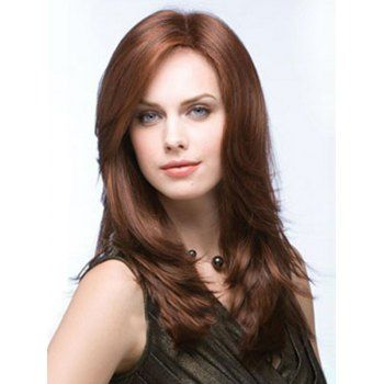 Natural Straight Wig Medium Side Bang Heat Resistant Synthetic Wig