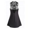 Vintage Tank Dress Sun Moon Star Print Flower Lace Panel Hollow Out A Line Mini Summer Casual Dress - BLACK S