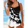 Modest Tankini Swimsuit Printed Floral Pattern Padded Cut Out Straps Summer Beach Swimwear