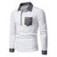 T-shirt Décontracté Contrasté à Demi-Bouton avec Poche en Avant à Manches Longues à Col Relevé - Blanc L