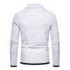 T-shirt Décontracté en Blocs de Couleurs Demi-Bouton avec Poche en Avant à Manches Longues à Col Relevé - Blanc XL