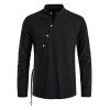 Vintage Shirt Solid Color Slit Stand Collar Long Sleeve Side Button Casual Shirt - BLACK XXL