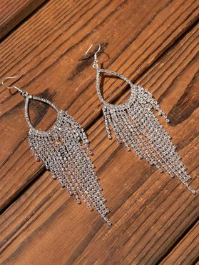 Boucles D'Oreilles Pendantes Crochets Motif Goutte D'Eau en Diamant Fantaisie Brillant