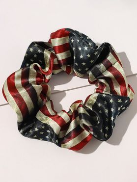Vintage Scrunchie Striped Star American Flag Pattern Ethnic Patriotic Hair Accessory