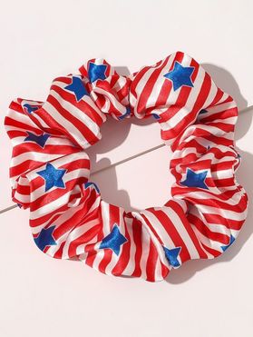Patriotic Scrunchie American Flag Star Striped Pattern Trendy Ethnic Hair Accessory