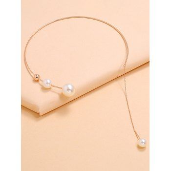 Artificial Pearl Chain Pendant Alloy Cuff Choker Necklace