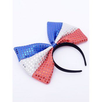 

Ethnic Hairband Striped Pattern Sequined Colorblock Bowknot-shaped Patriotic Hair Accessory, Multicolor b