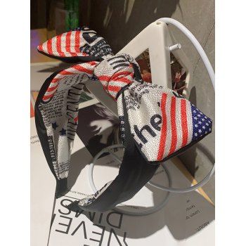 

Independence Day Hairband American Flag Letters Print Bowknot Patriotic Ethnic Hair Accessory, Multicolor b