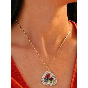 

Party Jewelry Set Rhinestone Artificial Crystal Triangle Shape Chain Necklace And Stud Earrings, Multicolor