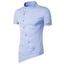 Chemise Asymétrique Brodée Fermeture à Bouton Oblique Ourlet Asymétrique à Manches Courtes - Bleu clair L