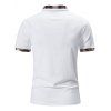 T-shirt D'Eté Vintage Décontracté à Carreaux Imprimé avec Demi-Bouton Manches à Col Relevé - Blanc XL