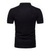 T-shirt d'été Décontracté en Blocs de Couleurs à Manches Courtes à Col Relevé avec Demi-Bouton - Noir M