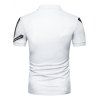 T-shirt D'Eté Décontracté Géométrique Imprimé Manches Courtes à Col Relevé avec Demi-Bouton - Blanc XL