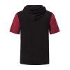 T-shirt à Capuche d'été Décontracté Contrasté avec Poche à Cordon - Rouge Vineux XL