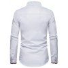 Casual Shirt Printed Insert Colorblock Mock Pockets Long Sleeve Turn Down Collar Button-up Shirt - WHITE XXL