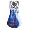 Plus Size Rose Butterfly Print Strappy Tank Top - BLUE 1X