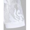 T-shirt d'Eté Kimono Court Floral en Dentelle Transparente à Manches 1 / 2 - Blanc XL