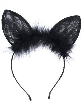 Sweet Fluffy Floral Lace Cat-ear Shape Headband