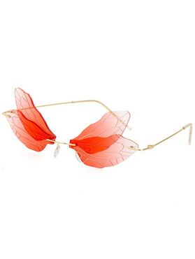 Vintage Rimless Sunglasses Dragonfly Wings Double Lens Party Eye Wear Sunglasses