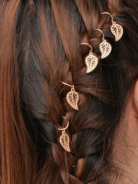 5 Pcs Travel Hair Clip Rings Braids Hollow Out Leaf Charm Fashion Hair Accessories