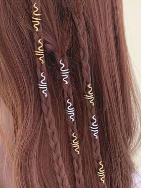 9 Pcs Trendy Hair Rings Alloy Braided Snake Pattern Hair Accessories
